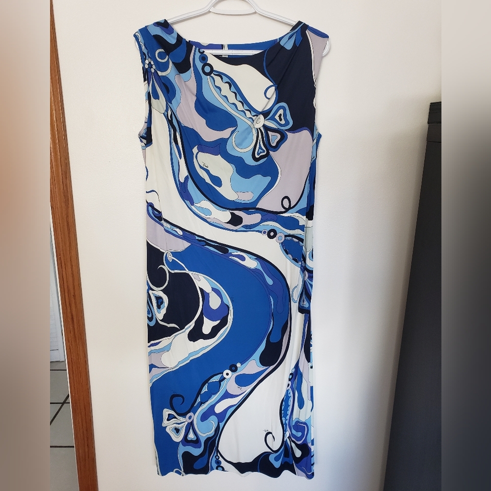 Emilio Pucci Blue and White Swirl Dress